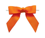 Orange - Grosgrain Bow with Twist Tie - 3-1/2" Width Bow - 4" Clear Twist Tie