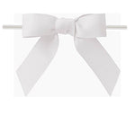 White - Grosgrain Bow with Twist Tie - 3-1/2" Width Bow - 4" Clear Twist Tie