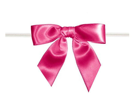 Hot Pink - Bow with Twist Tie - 3-1/2" Width Bow - 4" Twist Tie