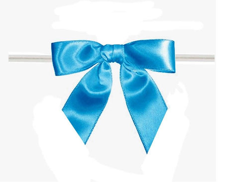 Island Blue - Bow with Twist Tie - 3-1/2" Width Bow - 4" Twist Tie