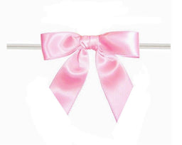 Pink - Bow with Twist Tie - 3-1/2" Width Bow - 4" Twist Tie