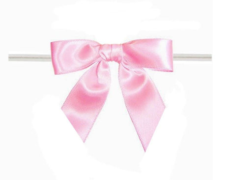 Pink - Bow with Twist Tie - 3-1/2" Width Bow - 4" Twist Tie