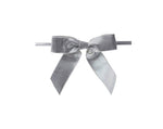 Metallic Silver - Bow with Twist Tie - 3-1/2" Width Bow - 4" Twist Tie