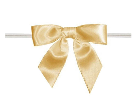 Old Gold - Bow with Twist Tie - 3-1/2" Width Bow - 4" Twist Tie