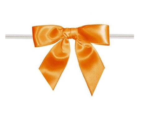 Orange - Bow with Twist Tie - 3-1/2" Width Bow - 4" Twist Tie