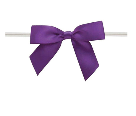 Purple - Bow with Twist Tie - 3-1/2" Width Bow - 4" Twist Tie