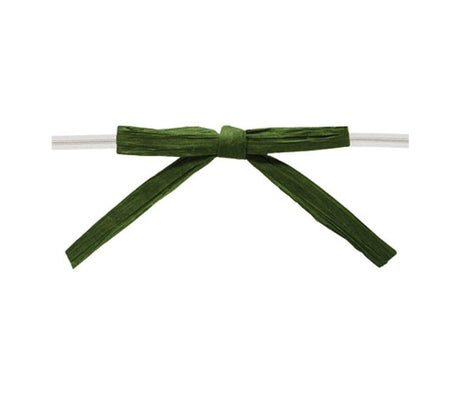 Olive - Paper Raffia Bow with Twist Tie - 3-1/2" Width Bow - 4" Clear Twist Tie