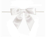 White - Bow with Twist Tie - 3-1/2" Width Bow - 4" Twist Tie