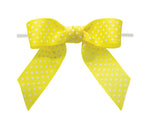 Yellow Maize Polka Dot - Polka Dot Bow with Twist Tie - 3-1/2" Width Bow - 4" Clear Twist Tie