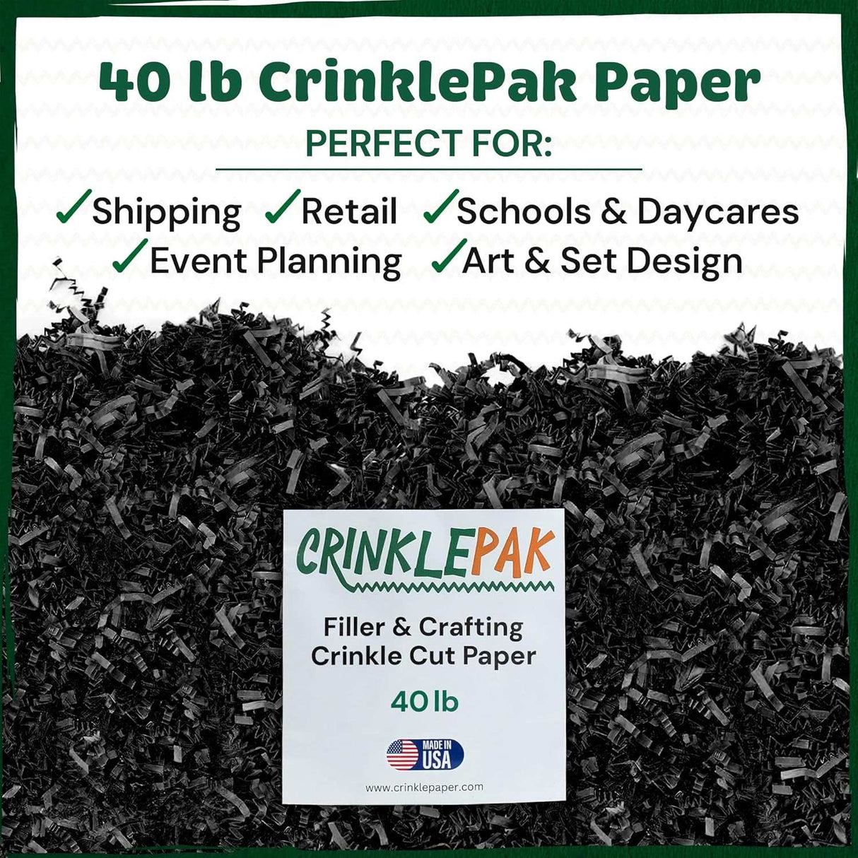 40 LB Black Crinkle Paper
