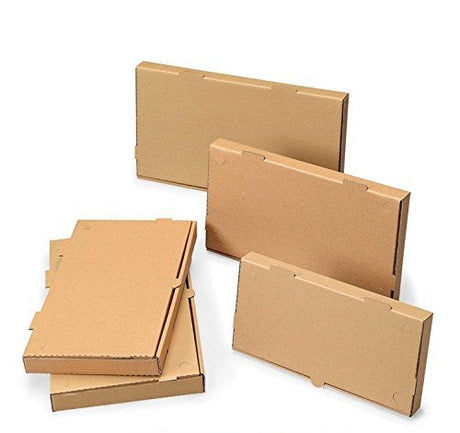 W Packaging 14"x7" Kraft Compostable Eco-Friendly Pizza Boxes – 1.5" Deep, E-Flute, 50 Pack, SKU WPFB14X7KE