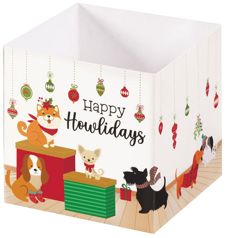 Happy Howlidays - Square Party Favor Gift Box - 3-3/4 x 3-3/4 x 3-3/4"