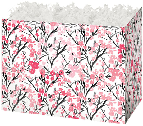 Pink Blossoms - Basket Box - 6-3/4 x 4 x 5"