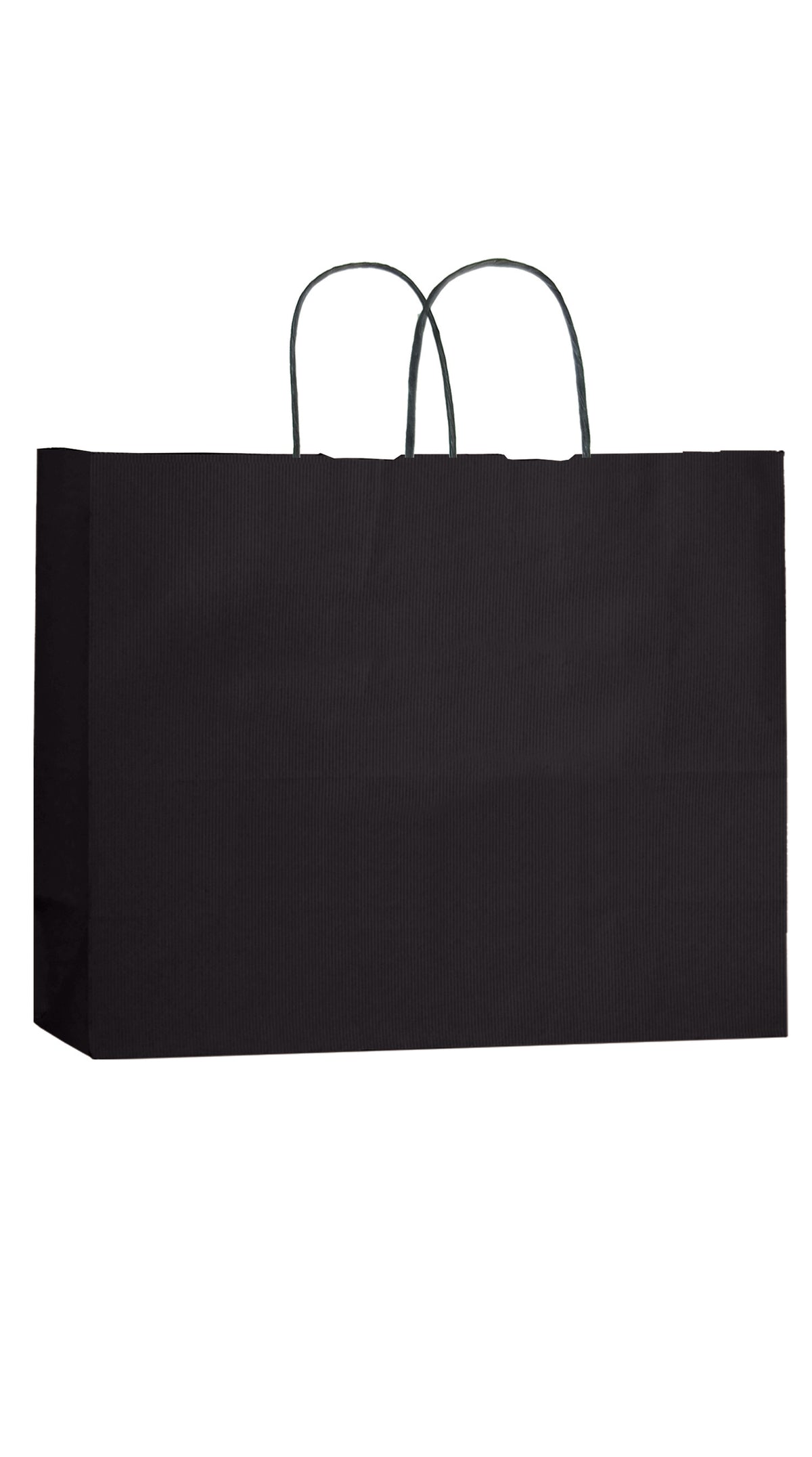 Black shadow stripe matte shopping bag, 16 x 6 x 13"