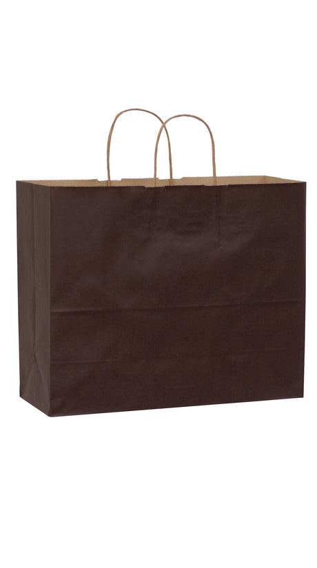 Chocolate shadow stripe matte shopping bag, 16 x 6 x 13"