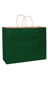 Forest Green shadow stripe matte shopping bag, 16 x 6 x 13"