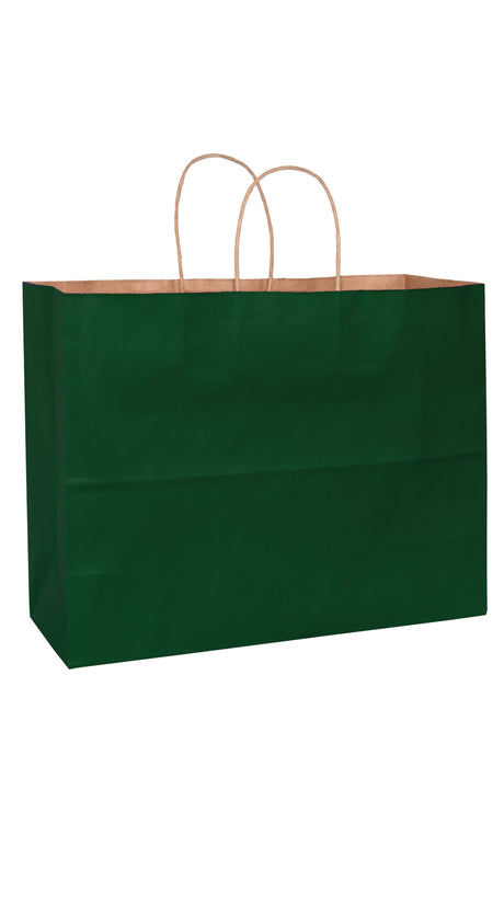 Forest Green shadow stripe matte shopping bag, 16 x 6 x 13"