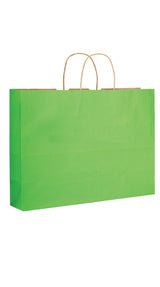 Lime shadow stripe matte shopping bag, 16 x 6 x 13"