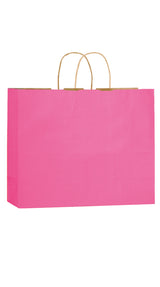 Pink shadow stripe matte shopping bag, 16 x 6 x 13"