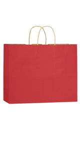 Red shadow stripe matte shopping bag, 16 x 6 x 13"