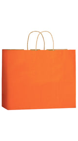Orange shadow stripe matte shopping bag, 16 x 6 x 13"