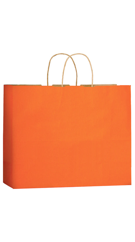 Orange shadow stripe matte shopping bag, 16 x 6 x 13"