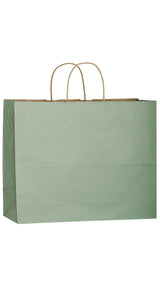 Sage shadow stripe matte shopping bag, 16 x 6 x 13"