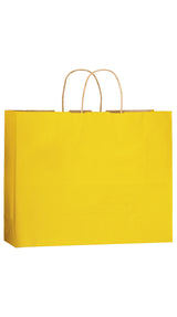 Yellow shadow stripe matte shopping bag, 16 x 6 x 13"