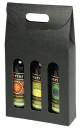 Black Embossed - 3 Bottle Carrier - 375 ml. - 7-7/8 x 2-1/2 x 13-1/4" (375 ml)