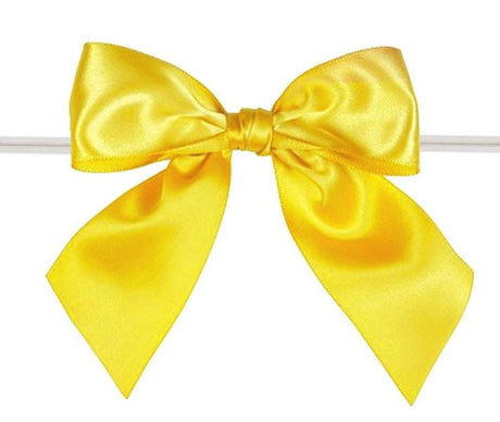 Daffodil - Satin Bow with Twist Tie - 4" Width Bow - 6" Clear Twist Tie
