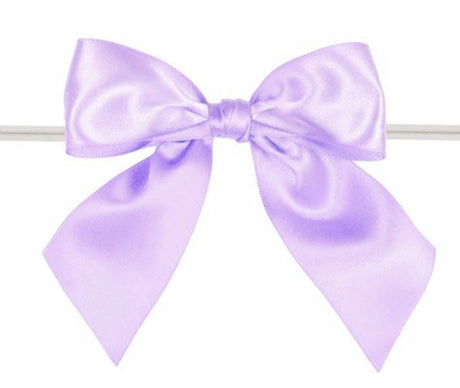 Light Orchid - Satin Bow with Twist Tie - 4" Width Bow - 6" Clear Twist Tie