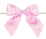 Light Pink - Satin Bow with Twist Tie - 4" Width Bow - 6" Clear Twist Tie