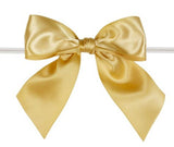 Old Gold - Satin Bow with Twist Tie - 4" Width Bow - 6" Clear Twist Tie