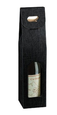 Black Embossed - 1 Bottle Carrier - 3-1/2 x 3-1/2 x 15"