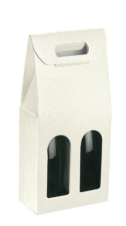 White Embossed (Bubble Texture) - 2 Bottle Carrier - 7-1/4 x 3-1/2 x 13-3/8"