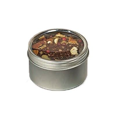 Silver - Tin - Clear Lid - (Large) 2-1/2" (Dia) x 1-1/2" (H)