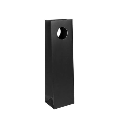Black - Mod Bag (Triangle) - 1 Bottle Wine: 4-1/2 x 3-3/8 x 15-1/2" (Round Handle)
