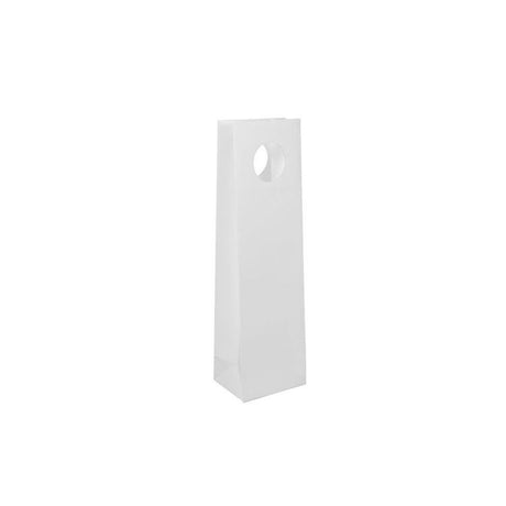 White - Mod Bag (Triangle) - 1 Bottle Wine: 4-1/2 x 3-3/8 x 15-1/2" (Round Handle)