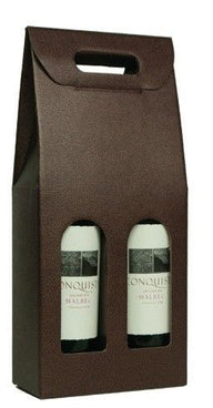 Chocolate Embossed - 2 Bottle Carrier - 7 x 3-1/2 x 15-3/4"