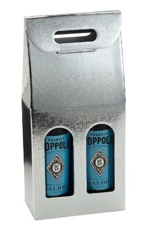 Silver Embossed - 2 Bottle Carrier - 7 x 3-1/2 x 15-3/4"