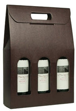 Chocolate Embossed - 3 Bottle Carrier - 10-5/8 x 3-1/2 x 15-3/4"