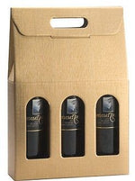 Matte Gold Embossed - 3 Bottle Carrier - 10-5/8 x 3-1/2 x 15-3/4"