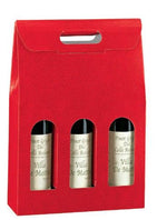 Red Embossed - 3 Bottle Carrier - 10-5/8 x 3-1/2 x 15-3/4"