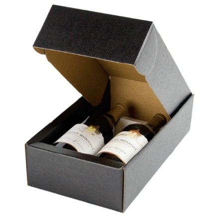 Black Embossed - 2 Bottle Box - 13-3/8 x 7-1/4 x 3-1/2"