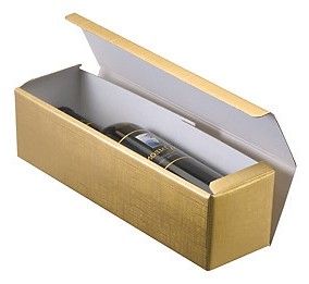 Gold Embossed - 1 Bottle Box (Horizontal) - 13-3/8 x 3-3/4 x 3-3/4"