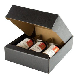 Black Embossed - 3 Bottle Box - 13-3/8 x 11 x 3-1/2"