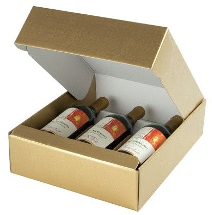 Gold Embossed - 3 Bottle Box - 13-3/8 x 11 x 3-1/2"