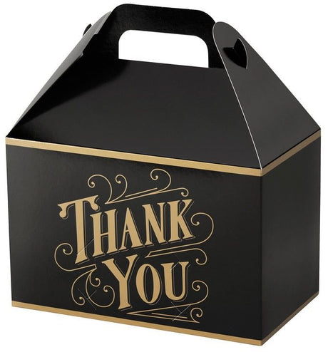Black & Gold Thanks - Gable Box - 8-1/2 x 5 x 5-1/2"