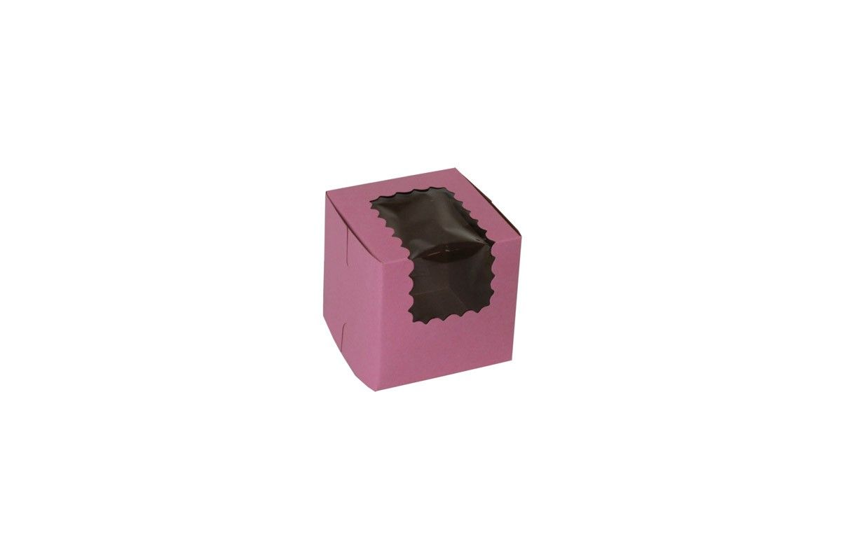 Strawberry - Window Cupcake/Bakery Box - 4 x 4 x 4"