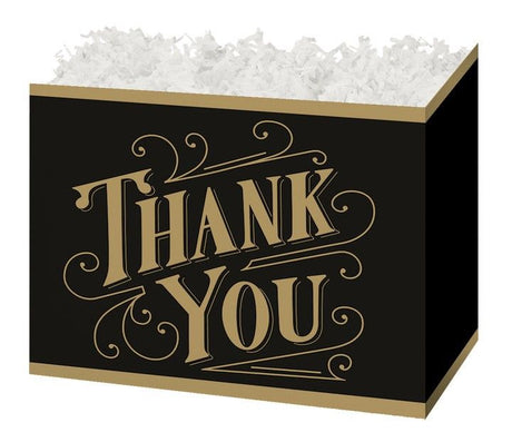Black & Gold Thanks - Basket Box - 6-3/4 x 4 x 5"